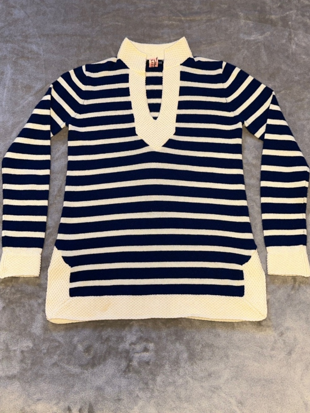 SNAPDRAGON 100% Cashmere Nautical Striped Sweater Navy S/M Coastal - VERY SOFT!!